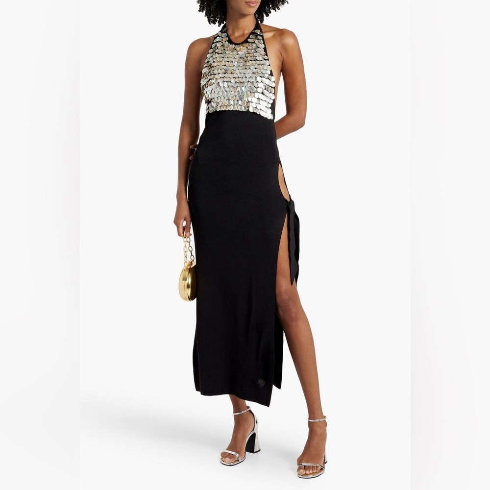 SIMON MILLER
Junjo shell-embellished stretch-knit halterneck midi dress